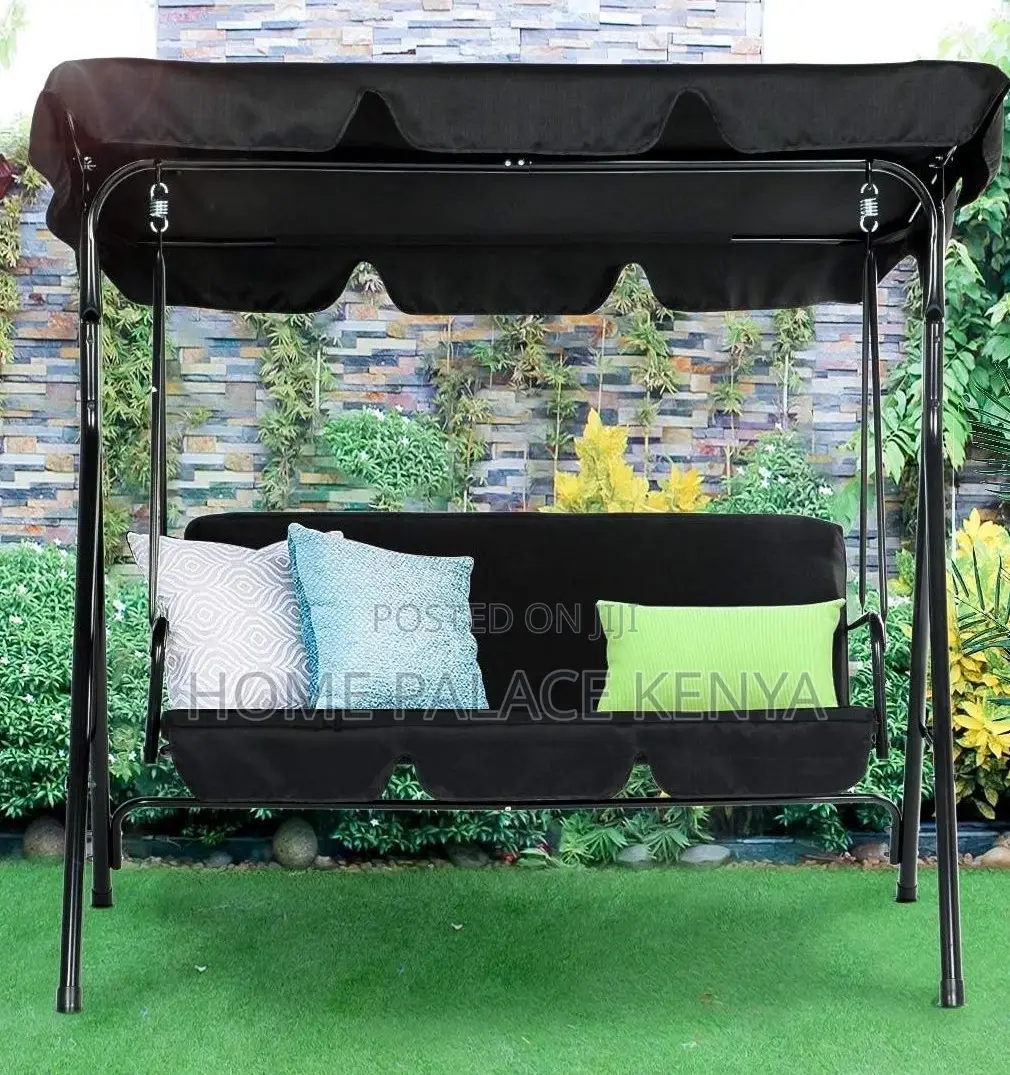 Outdoor Bench:3 Seater Metal Frame Patio Swing Chair