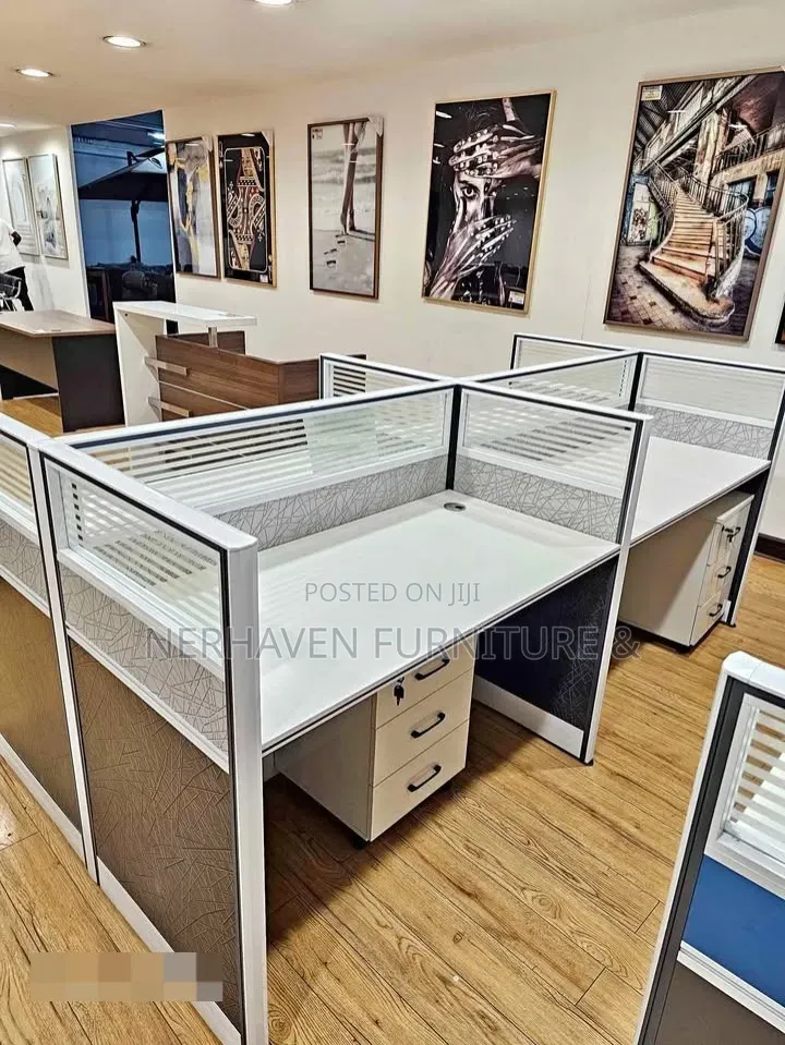 4-Way Workstation With Movable Drawers – Modern Office Desk