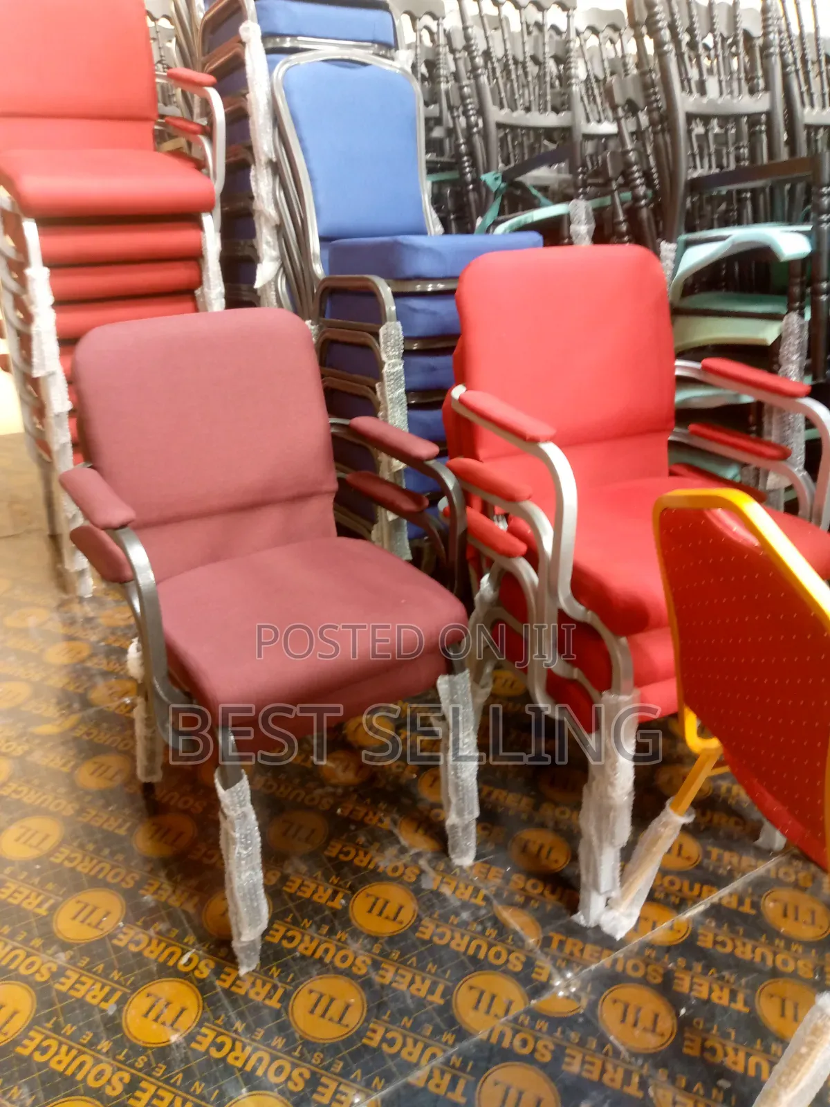 Maroon Armrest Church Chairs