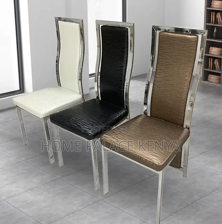 Dining Set: Marble Top Dining Table With Black Pu Leather Chairs