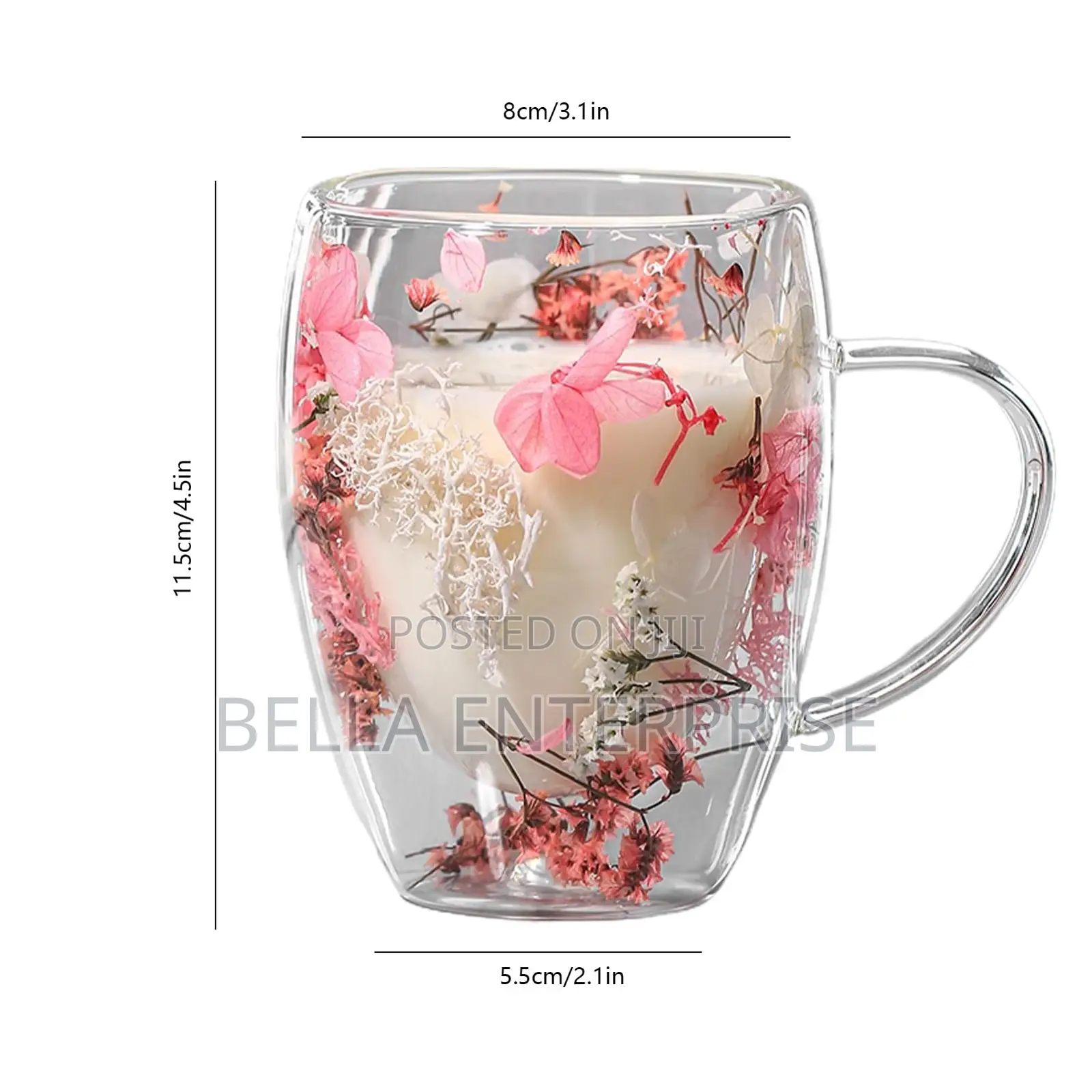 Clear or Real Flowers Between Unbreakable Double Wall 350ml Acrylic