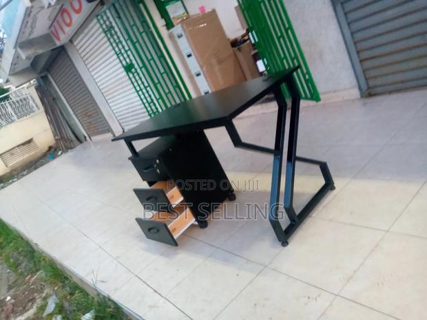 All Black Metallic Study Table and Drawers