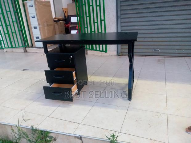 All Black Metallic Study Table and Drawers - thumbnail 2