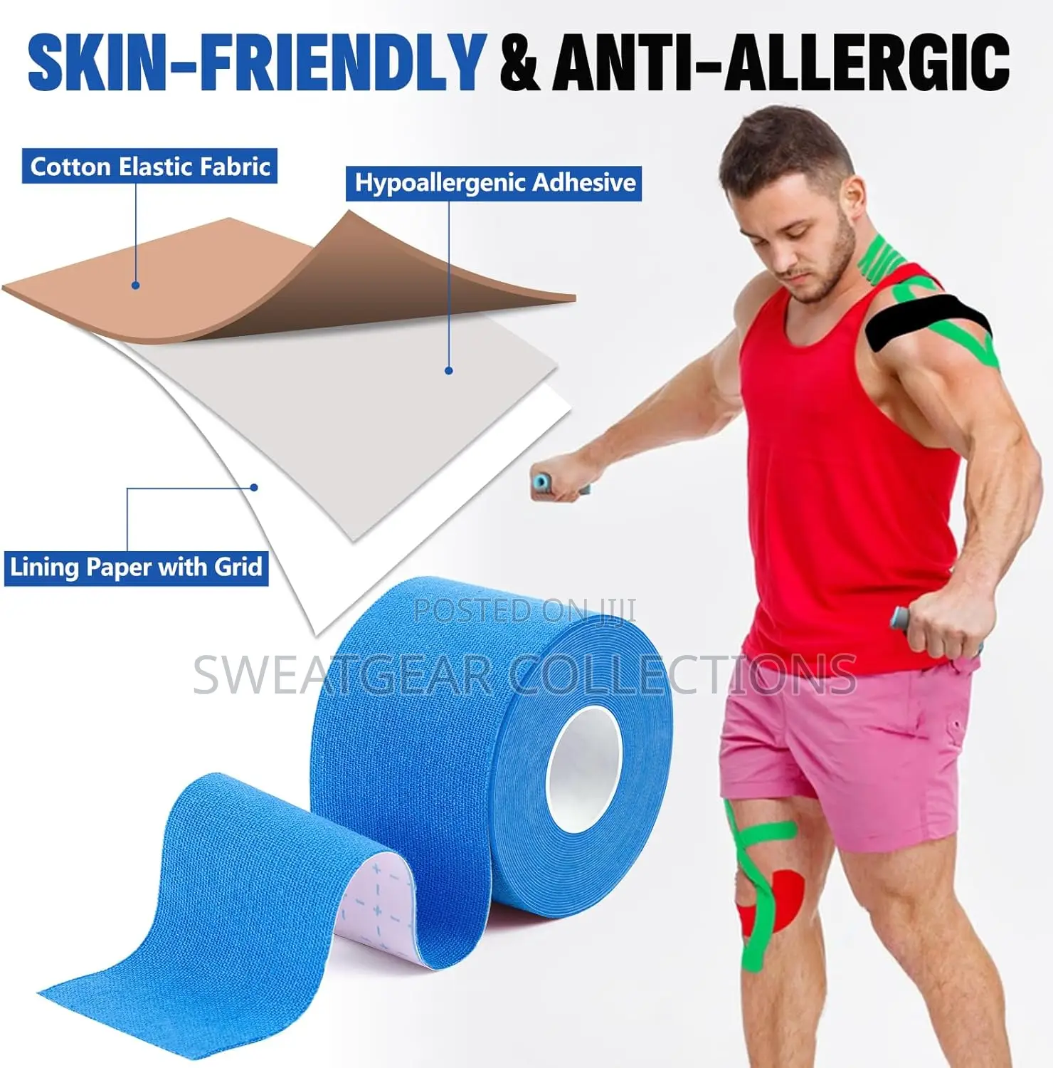 Kinesiology Tape Waterproof Elastic Self-Adhesive Sports Physio Tape