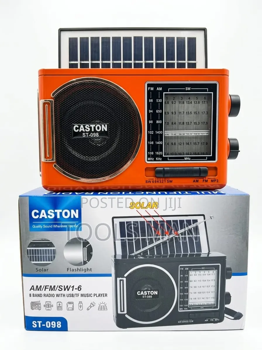Caston St-098 Solar Rechargeable 8-Band Radio With Flashlight Mp3.
