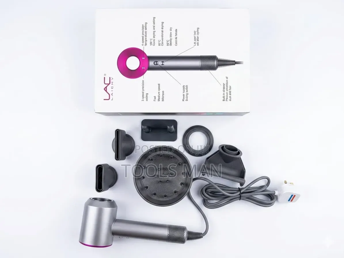 Laichy Professional High-Speed Hair Dryer With 5 Attachments.