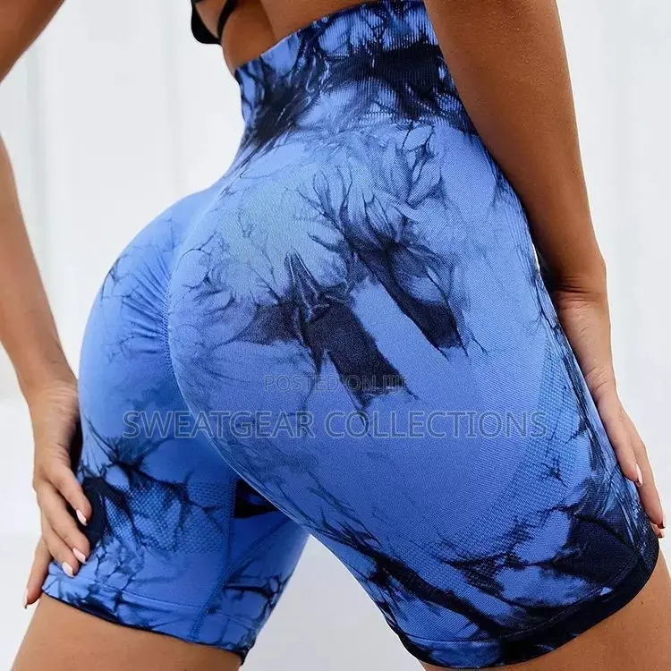 High Waisted Tie Dye Workout Seamless Biker Shorts