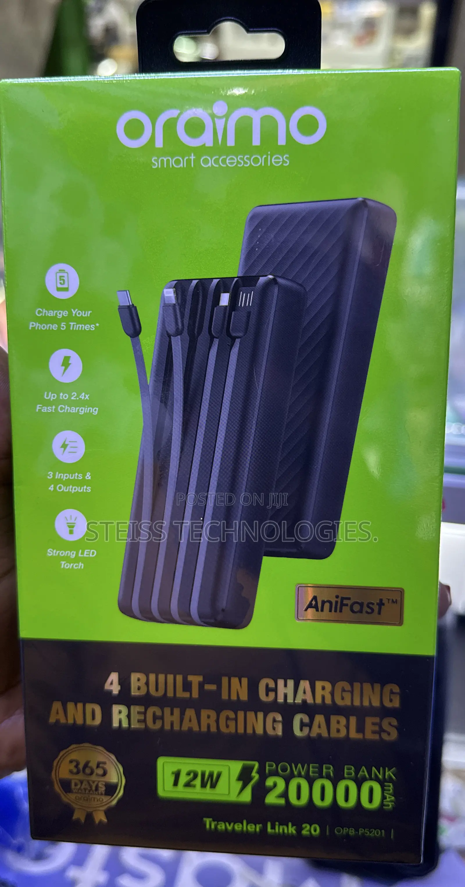 Oraimo 20000mah Powerbank With Cables