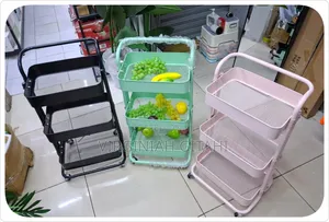 Metallic Multi-Functional Movable Trolley Storage Rack