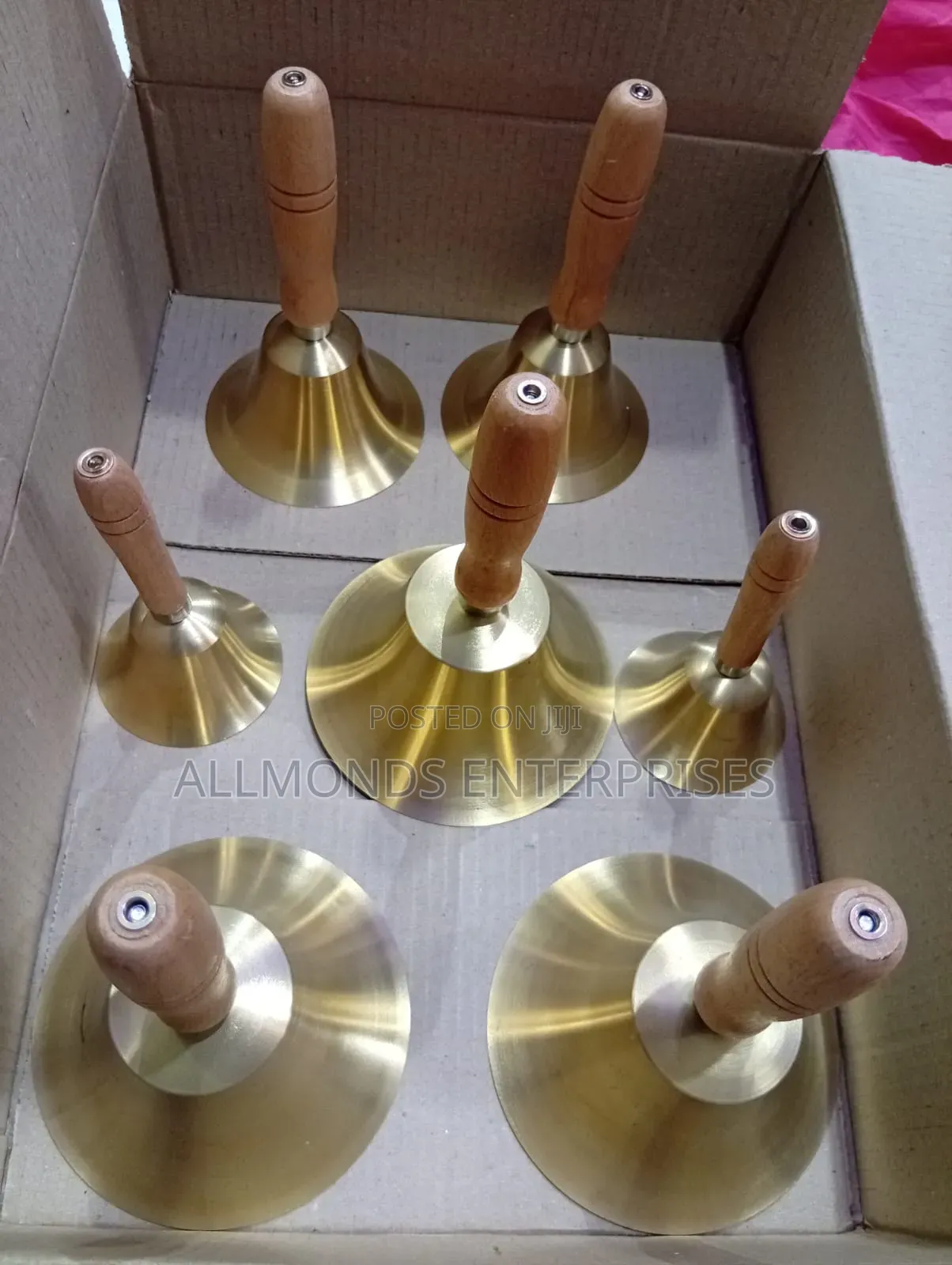 8cm School Bell Brass With Wooden Handle