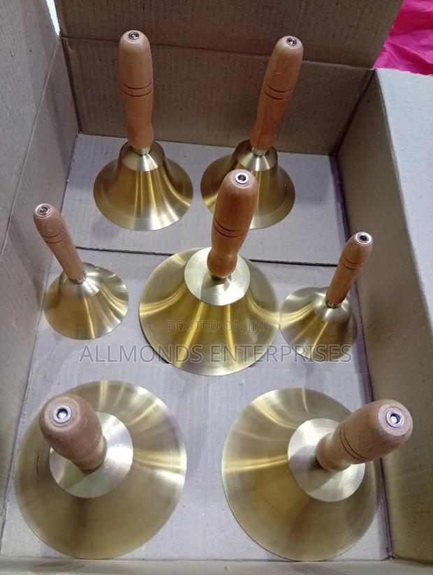 8cm School Bell Brass With Wooden Handle