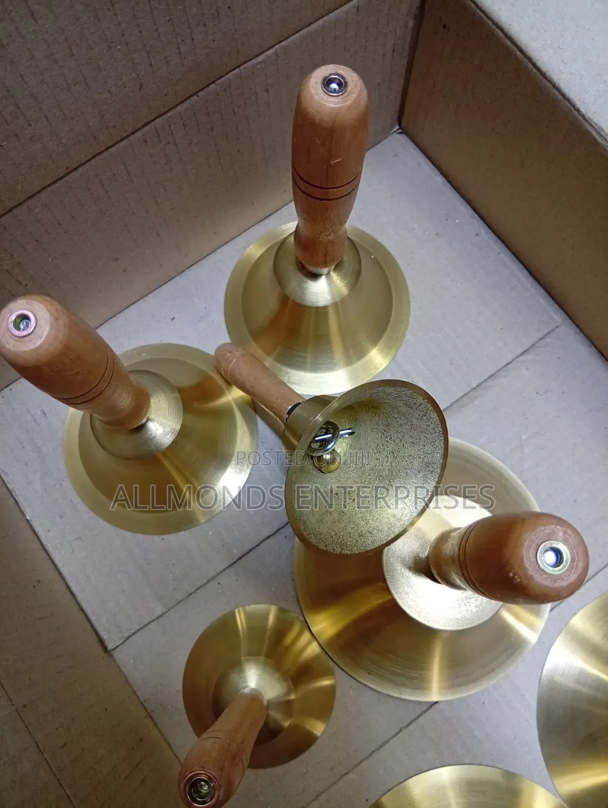 8cm School Bell Brass With Wooden Handle