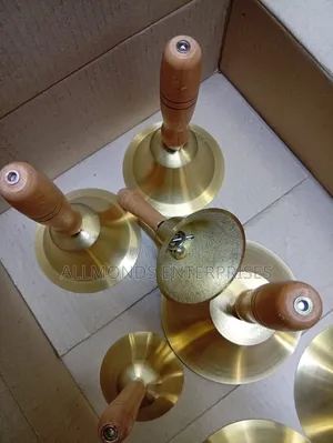 8cm School Bell Brass With Wooden Handle