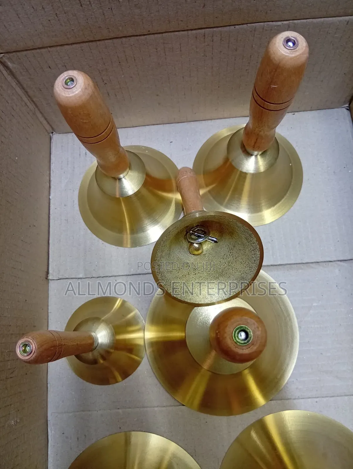 8cm School Bell Brass With Wooden Handle