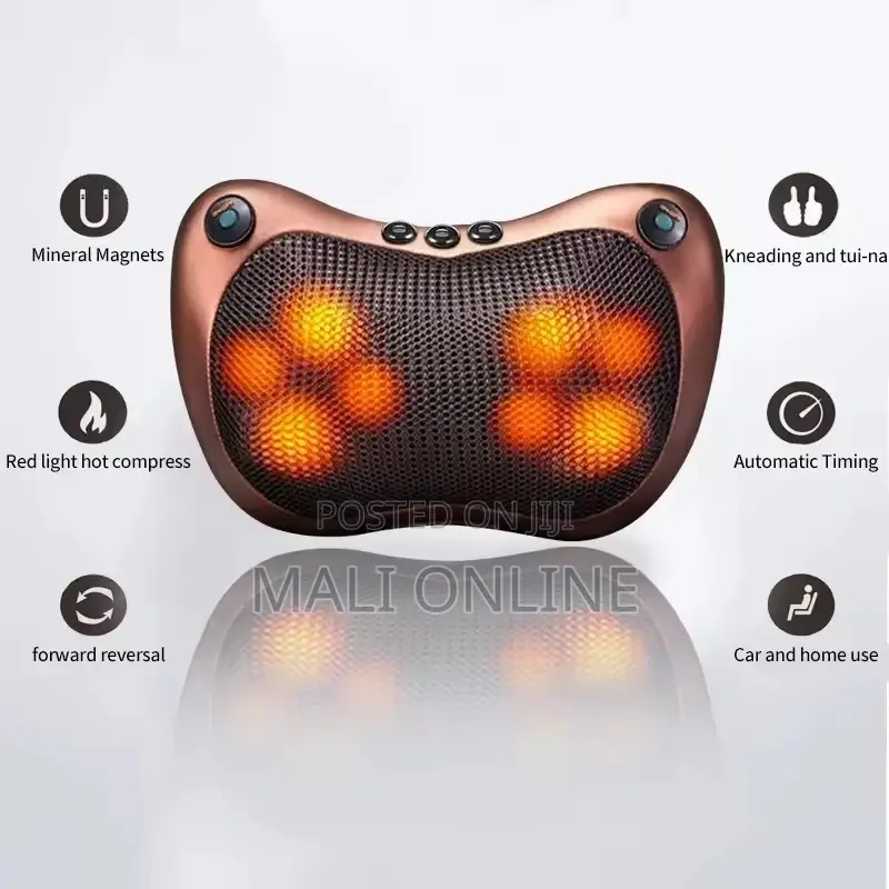 Portable Massage Pillow Heat Deep Kneading Neck Back Lumbar Cushion