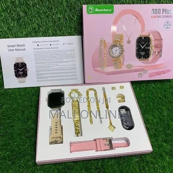 Smartwatch Gift Set Women Necklace Earrings Bracelet Ring Watch Set