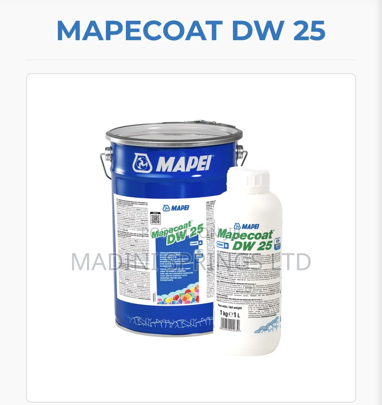 Mapei Mapecoat Dw 25(Food Grade Wp Coating for Concrete Surfaces)