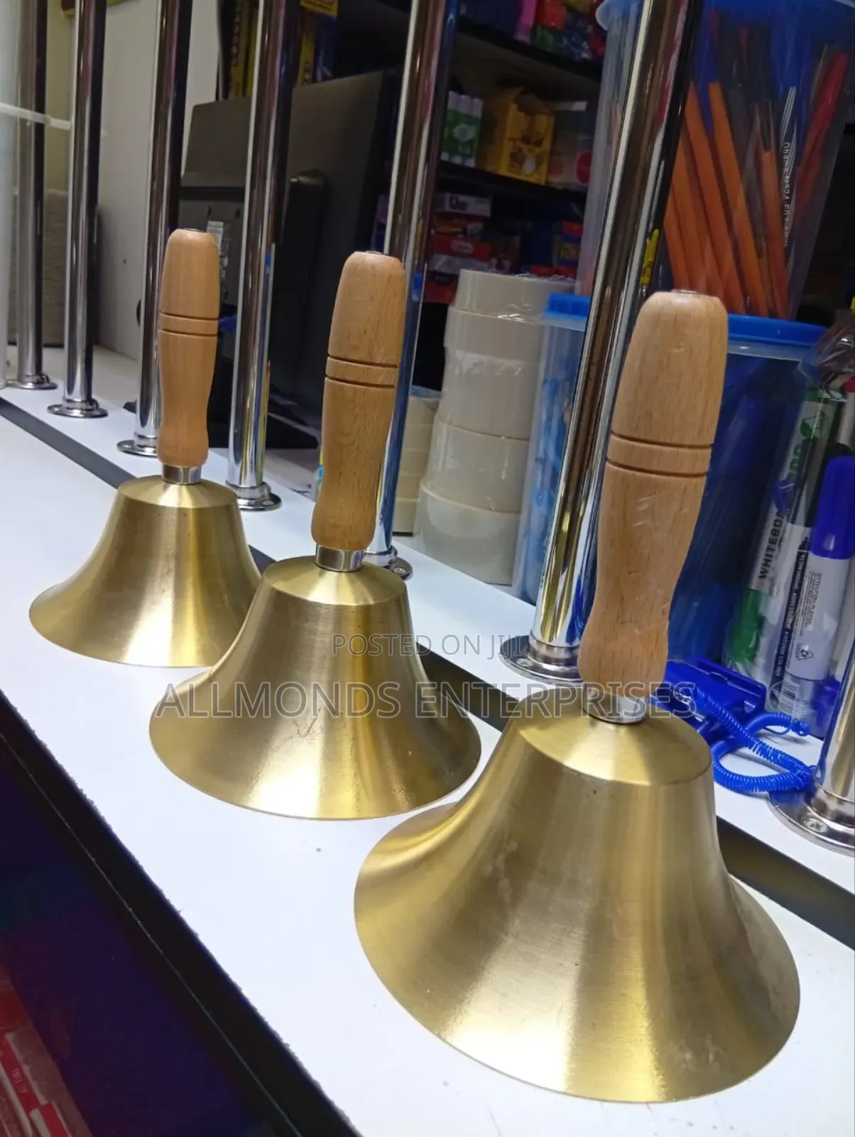 Large Size 16.5cm School Bell Brass With Wooden Handle