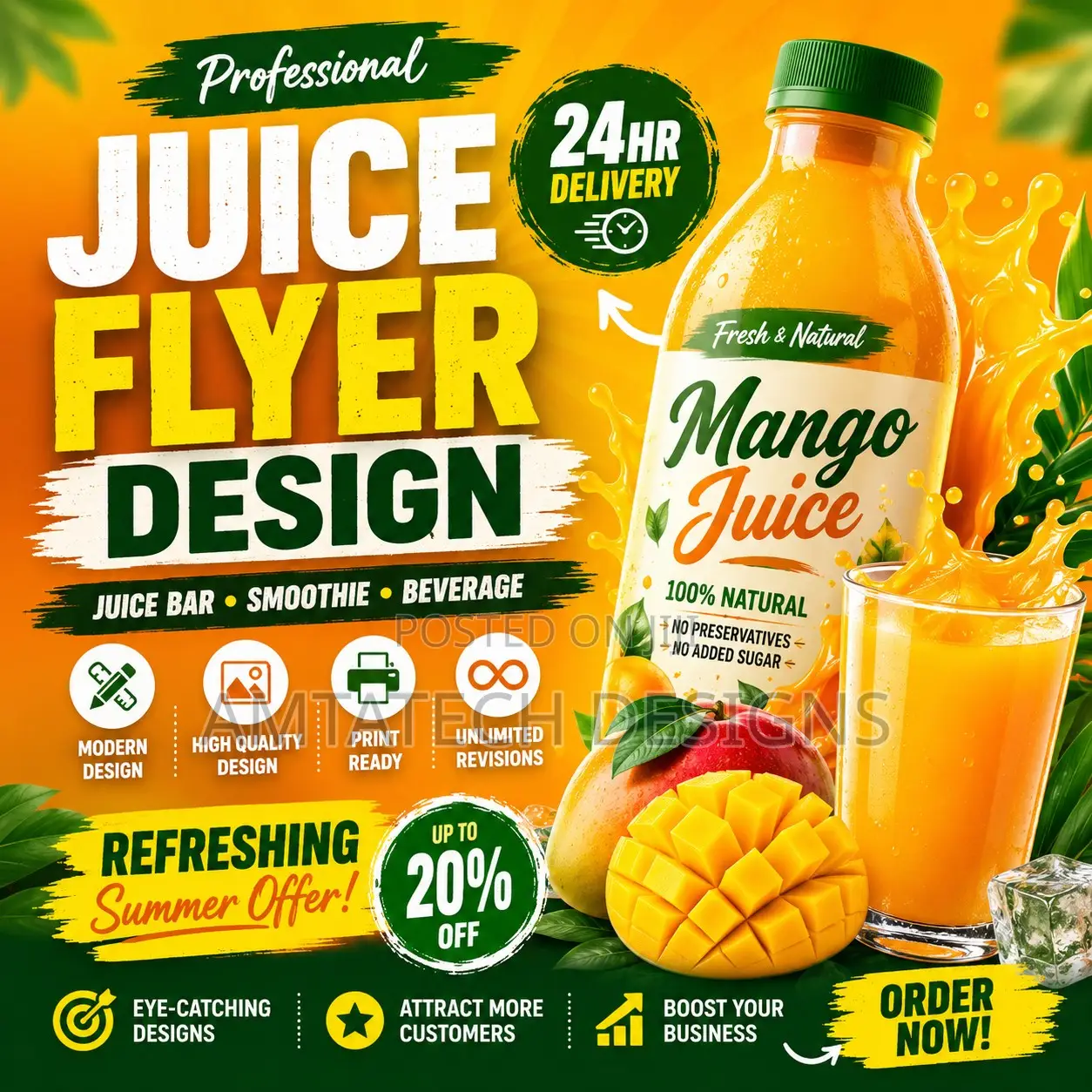 I Will Design Modern Juice and Smoothie Promotional Flyers