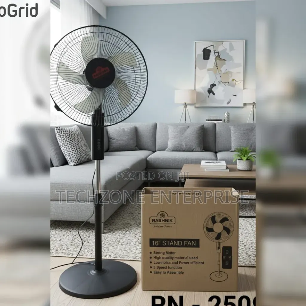 Rashnik Standing Fan With Remote ,Black 