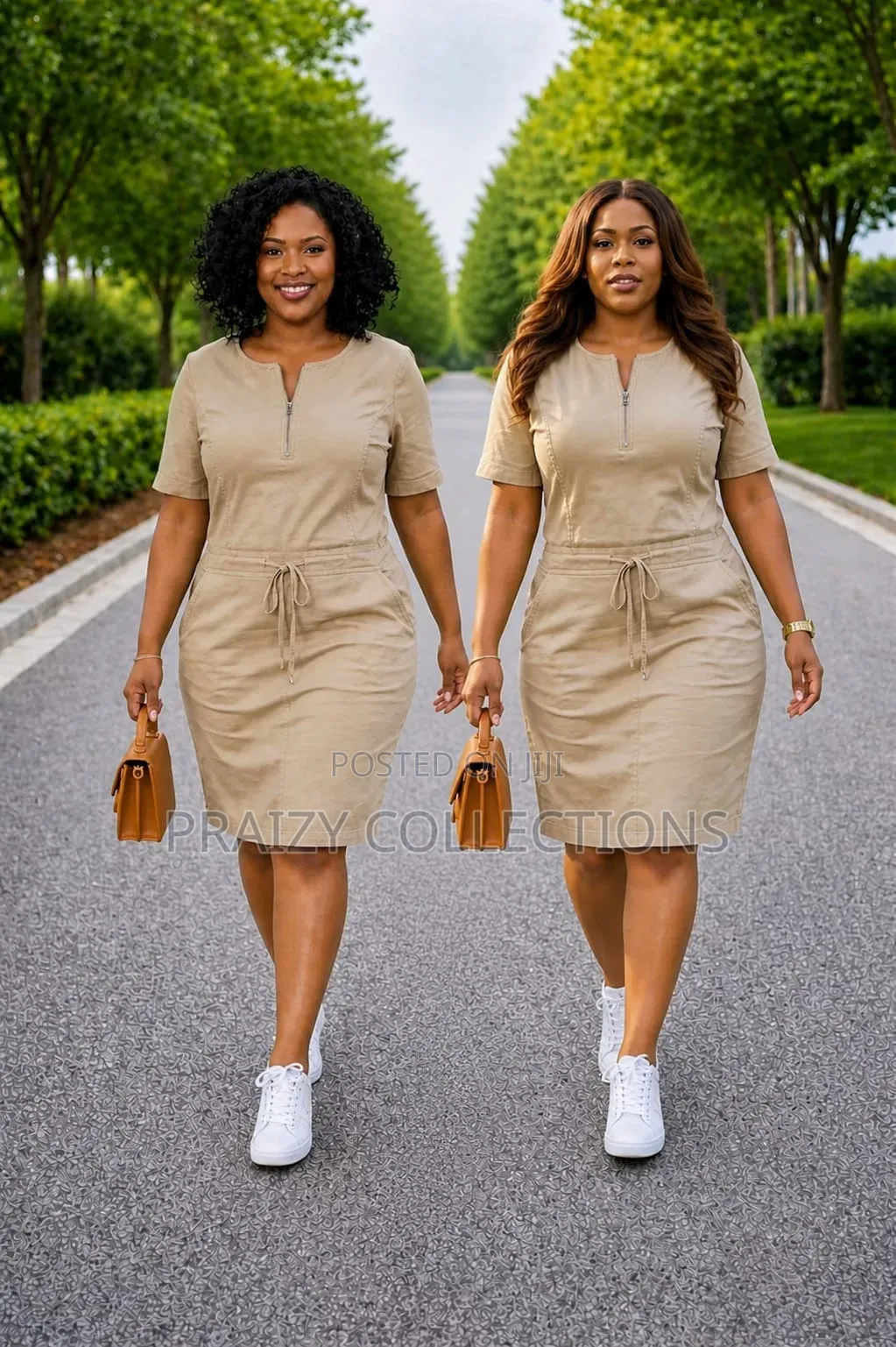 Khaki Dress With Drawstrings