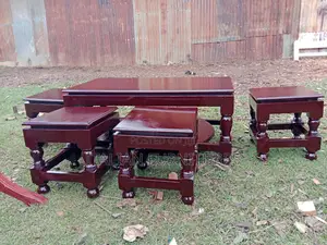 Brown Coffee Table With Stools