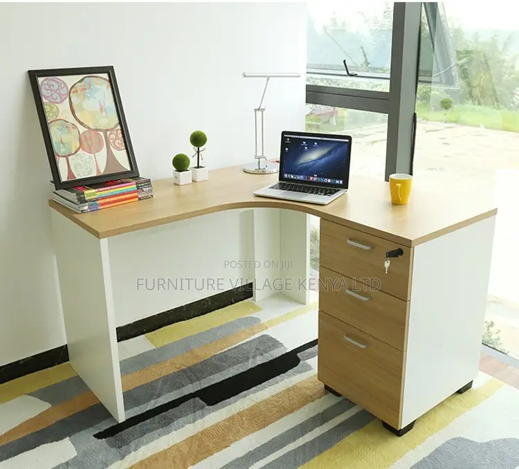 1400mm Customized Brown Curved Computer Desk