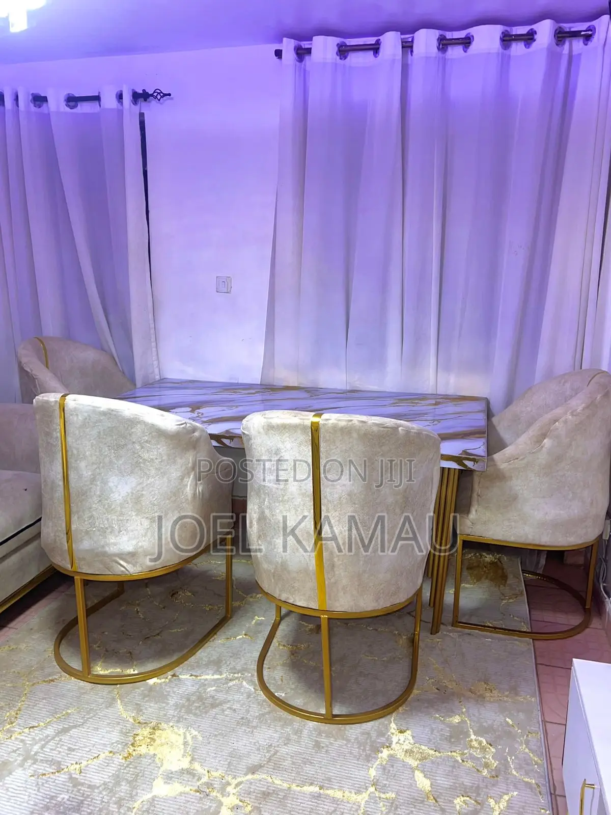 Modern Marble Gold 4-Seater Dining Set