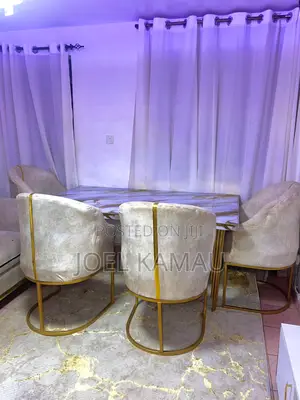 Modern Marble Gold 4-Seater Dining Set