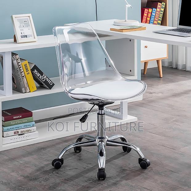 Dining Chairs; Eallard Study Dining Swivel Chair (Clear/White)