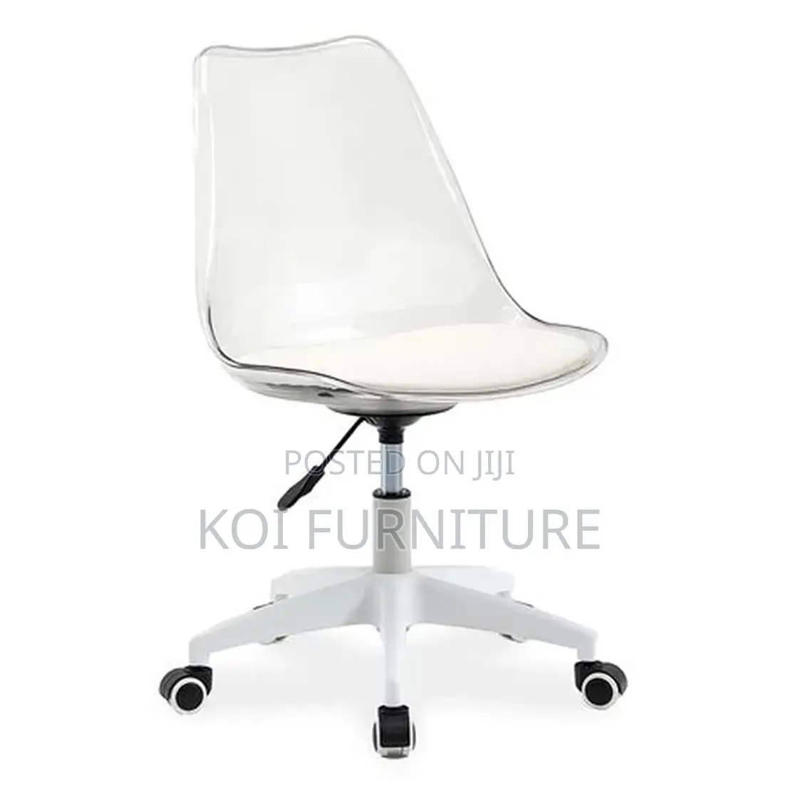 Dining Chairs; Eallard Study Dining Swivel Chair (Clear/White)