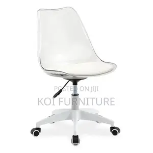 Dining Chairs; Eallard Study Dining Swivel Chair (Clear/White)