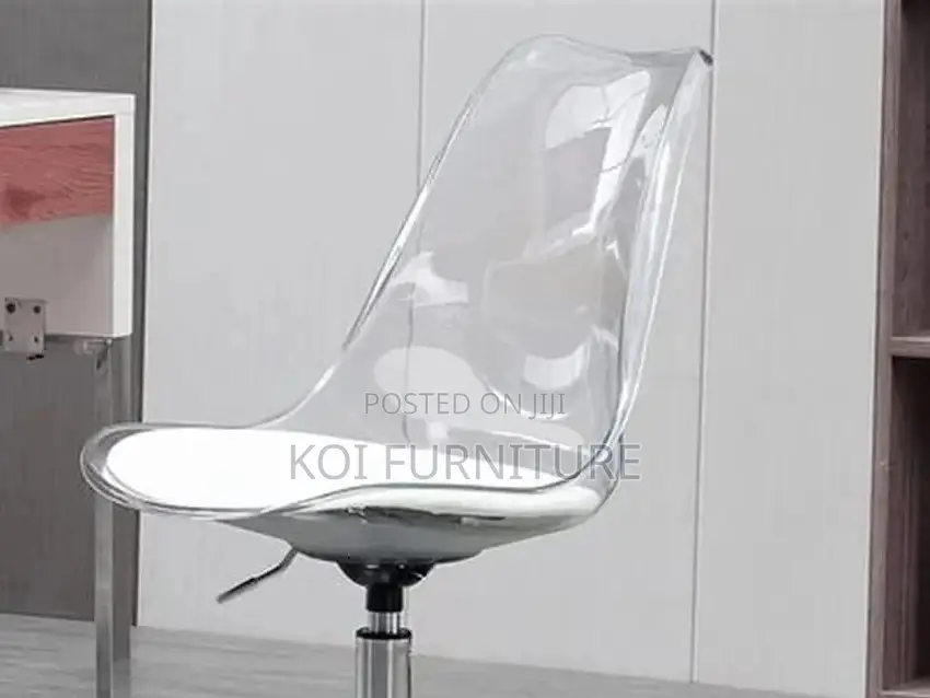 Dining Chairs; Eallard Study Dining Swivel Chair (Clear/White)