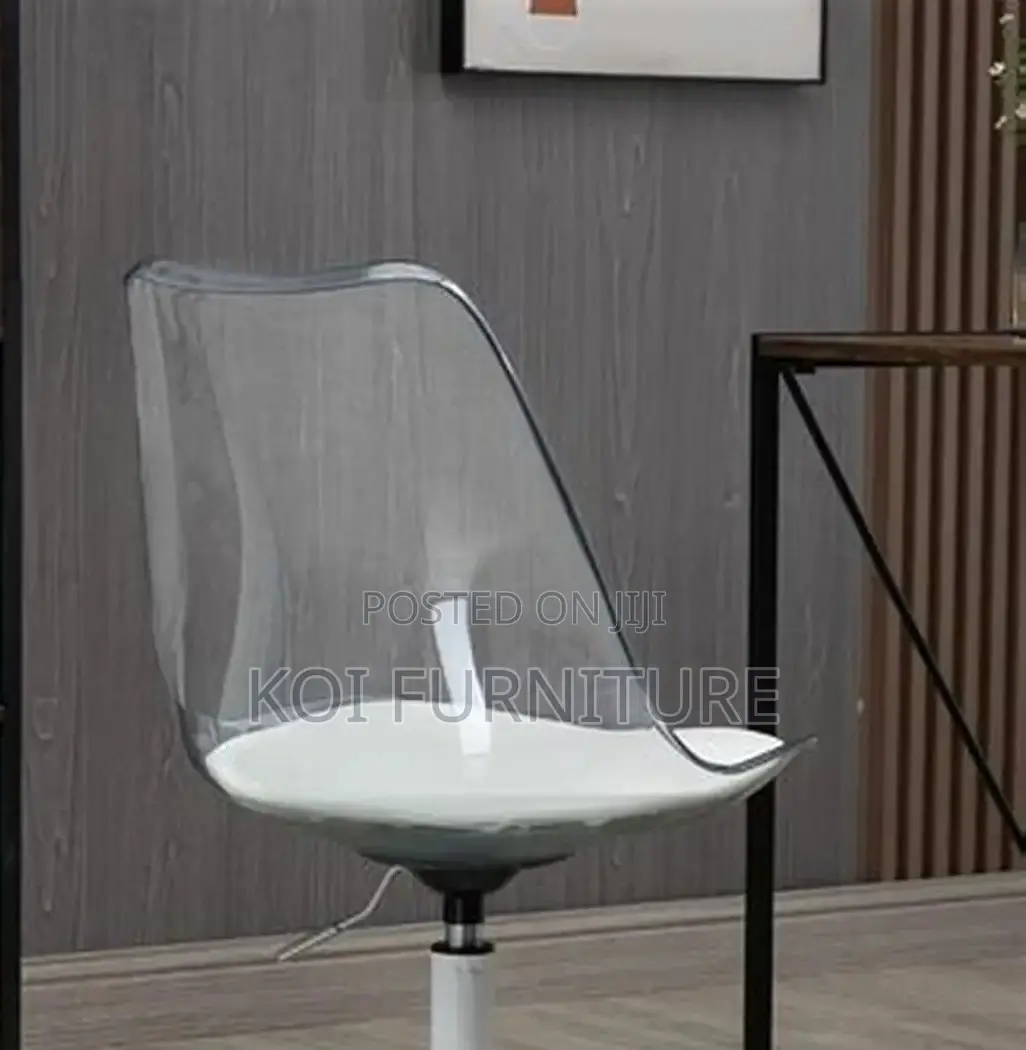 Dining Chairs; Eallard Study Dining Swivel Chair (Clear/White)