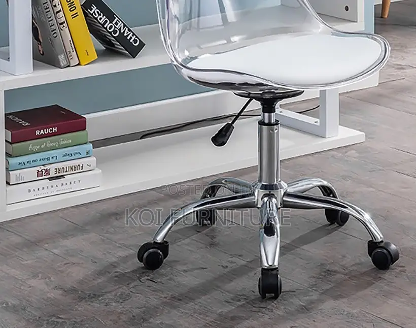 Dining Chairs; Eallard Study Dining Swivel Chair (Clear/White)