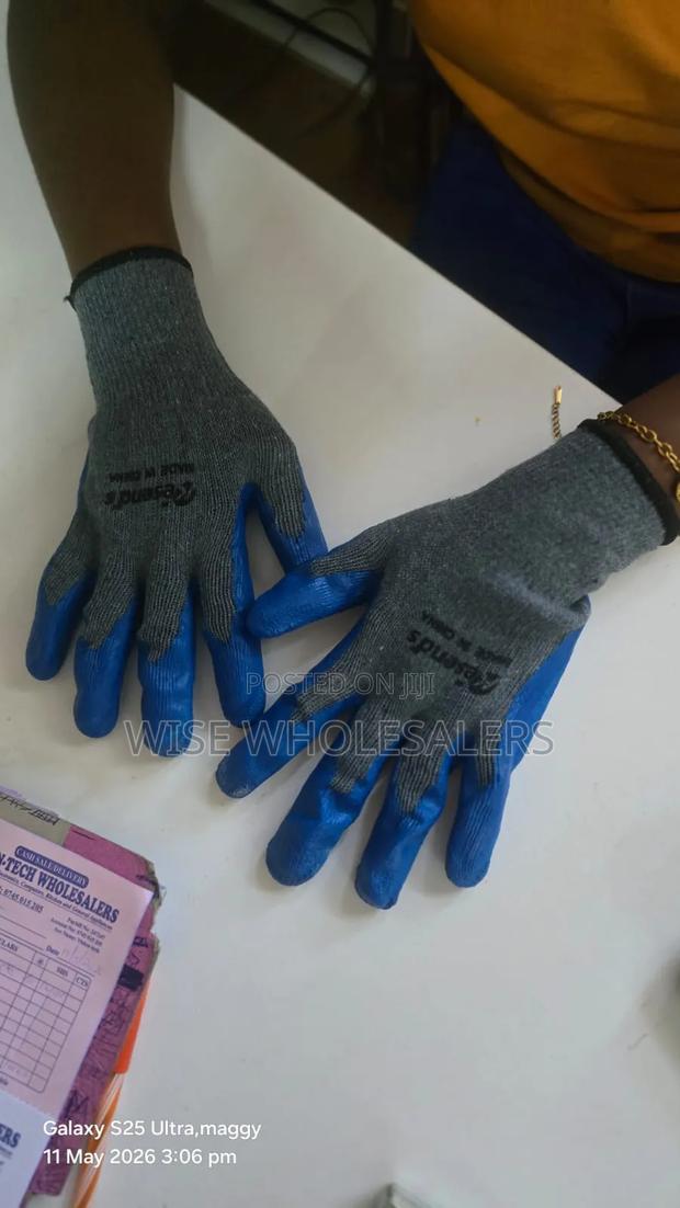 Blue Safety Grip Gloves - main view