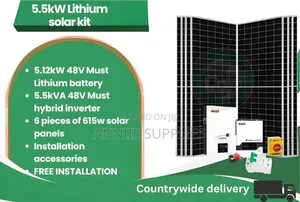 5.12kwh Lithium+5.5kva Hybrid Inverter Solar System