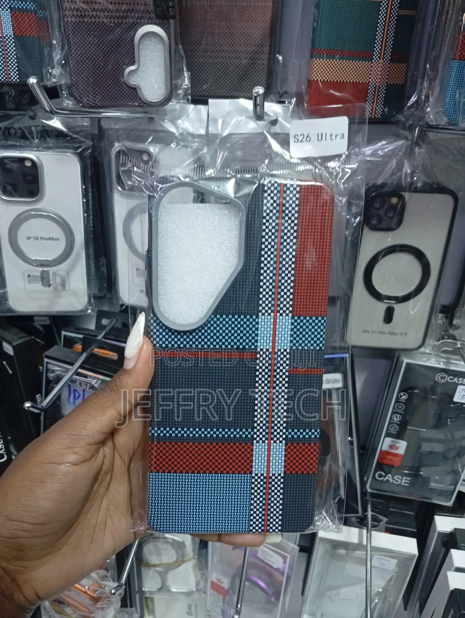 Samsung Galaxy S23 Ultra Featuring a Red and Blue Plaid Pattern