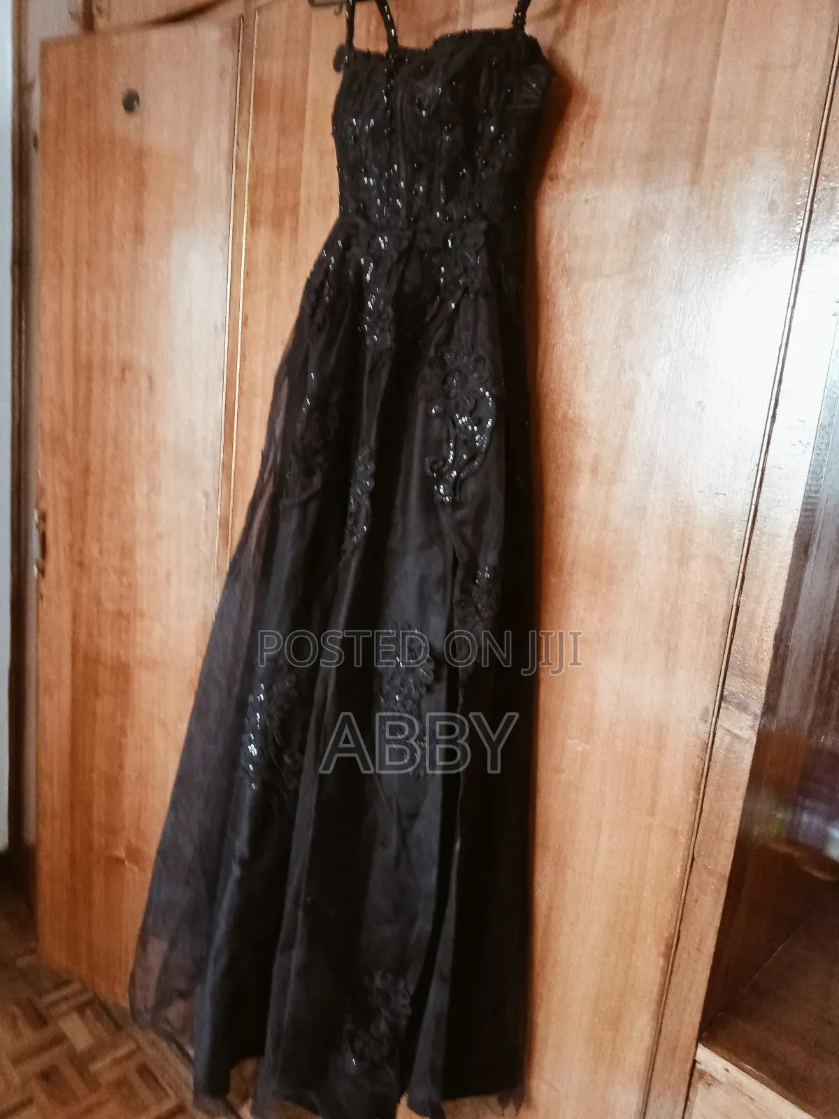 Black Beaded Evening Dress