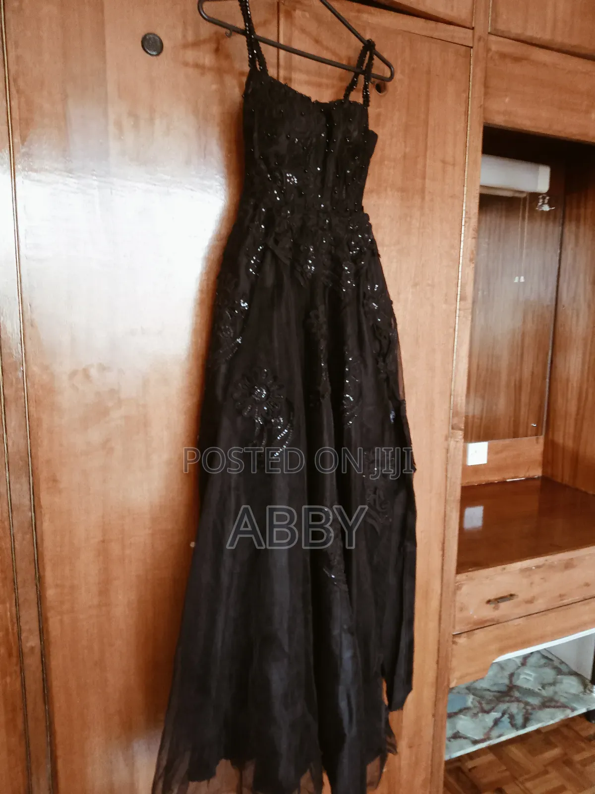 Black Beaded Evening Dress