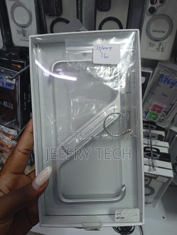 iPhone 16 Silver Metal Stand Case - main view