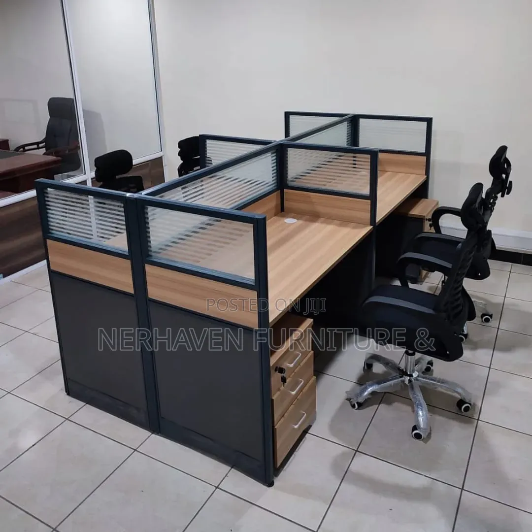 4-Way Workstation With Lockable Movable Drawers – Workstation Table