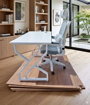 Metallic Desk and Ergonomic Office Chair – Modern Workstation Set