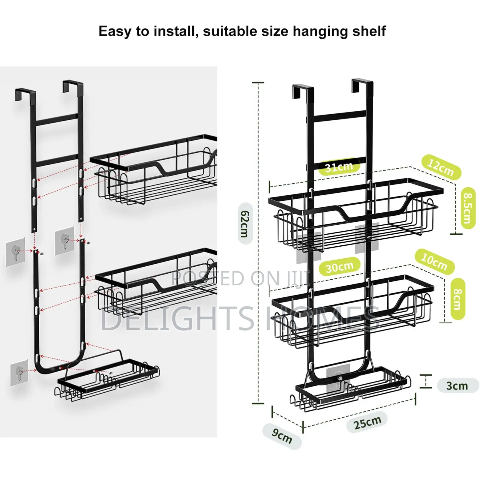 3 Layer Metallic Bathroom Shelf Shower Caddy-P