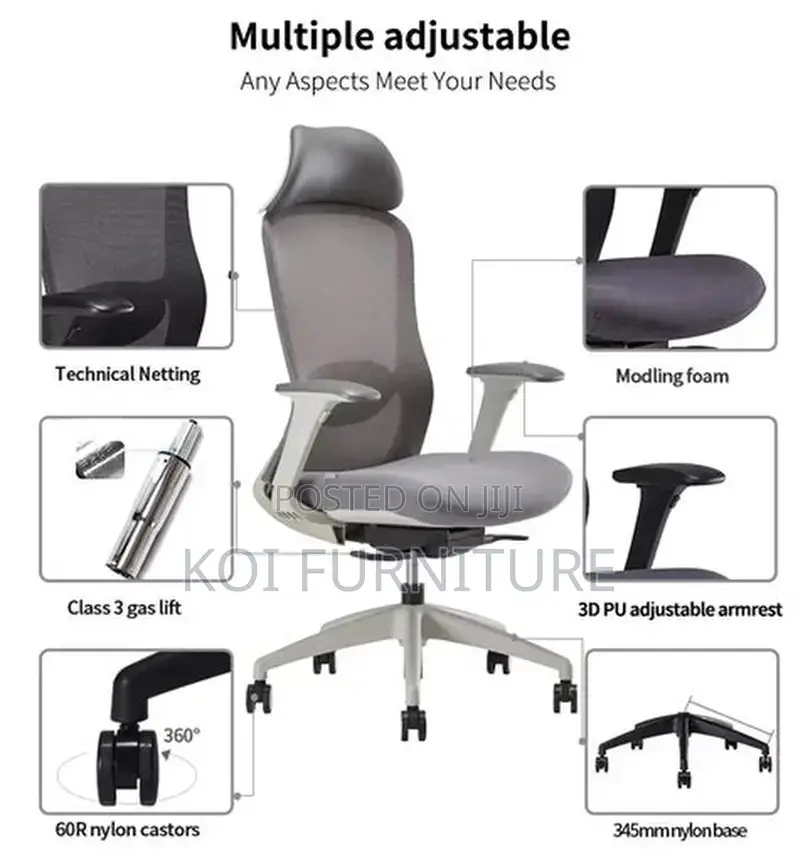 Office Chairs; Ergo Terk Ergonomic Swivel Office Fabric Chairs