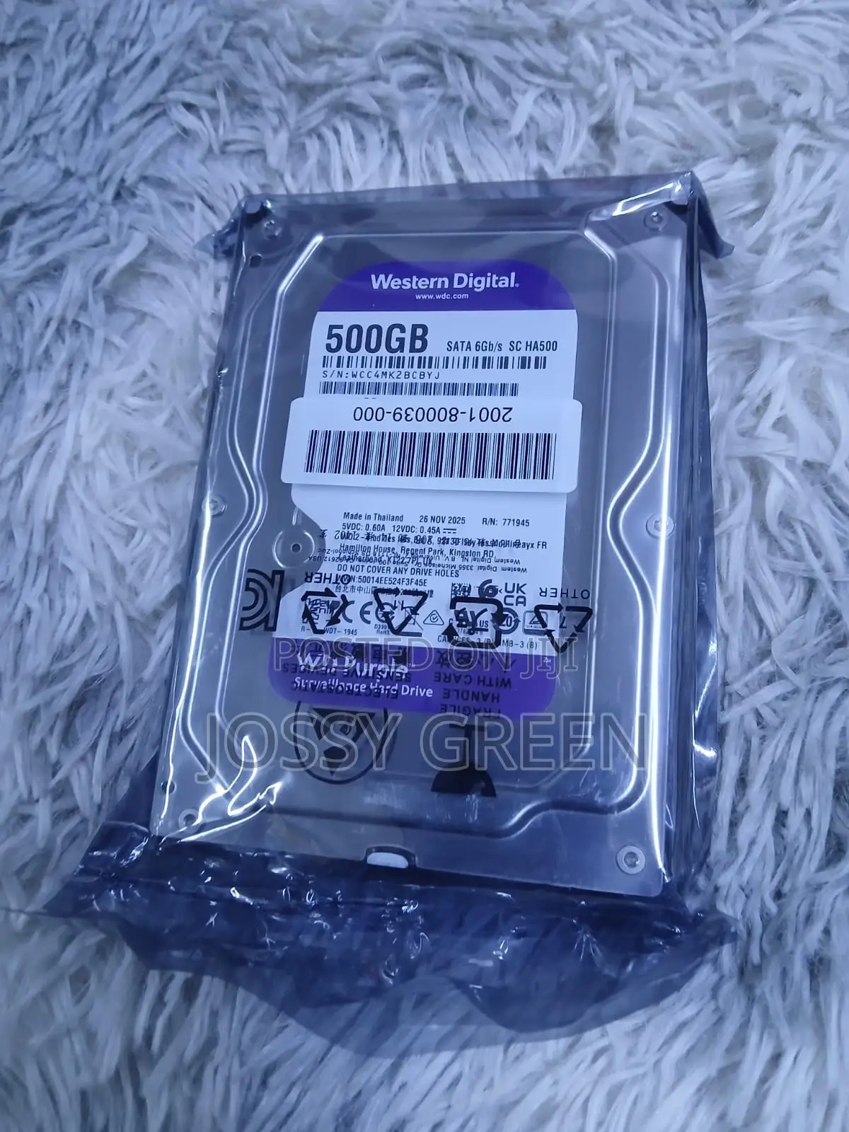 Data Storage 500gb HDD Purple Survelliance