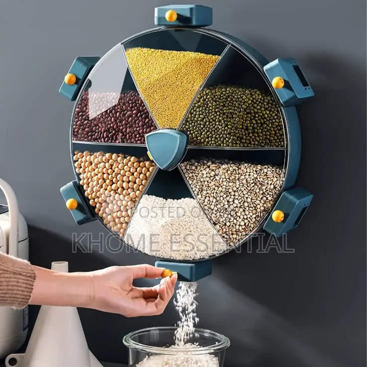 6-Grid Wall-Mount Rotating Cereal Dispenser