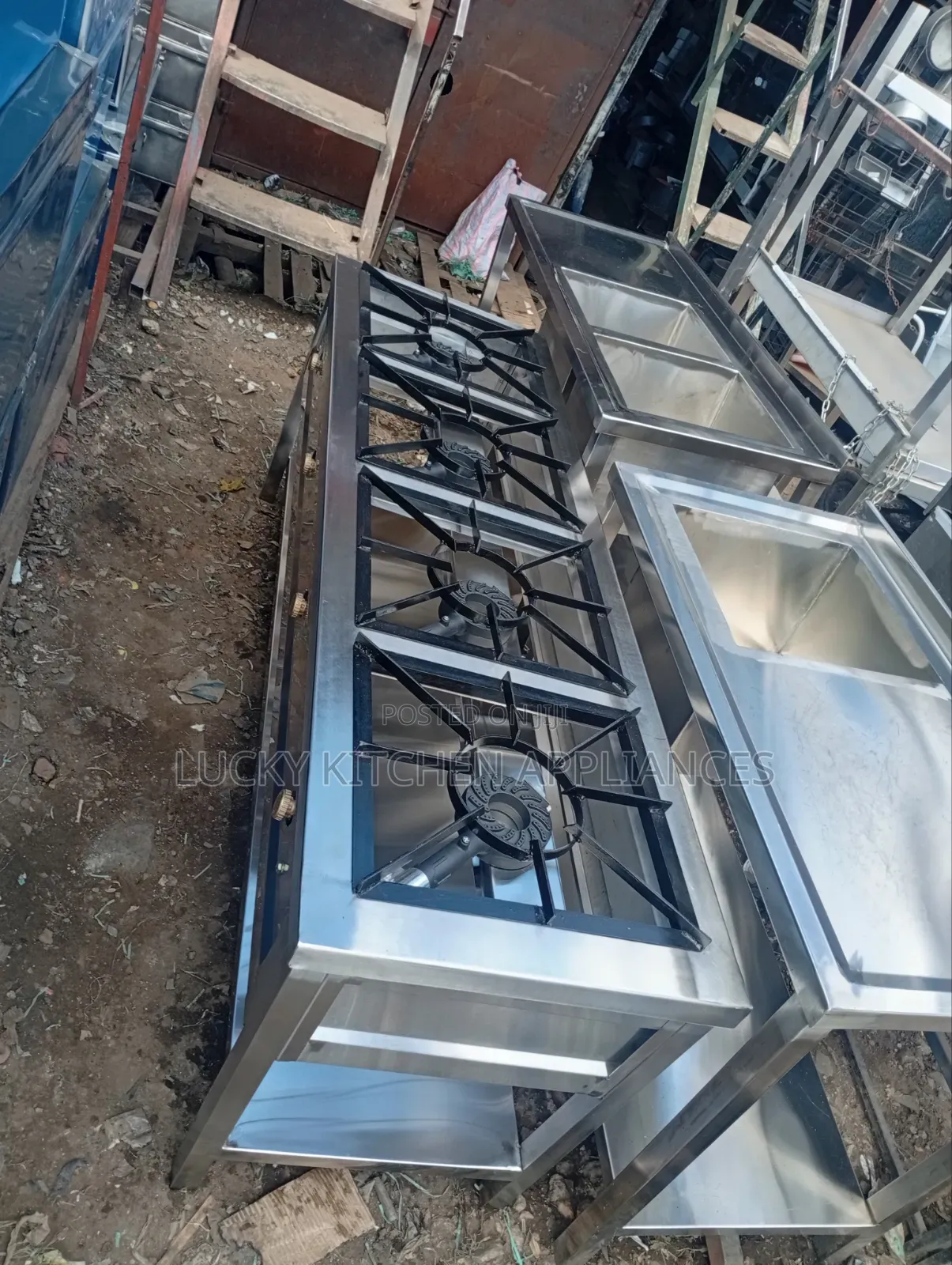 Pure Stainless Steel Four High Pressure Four Burner.