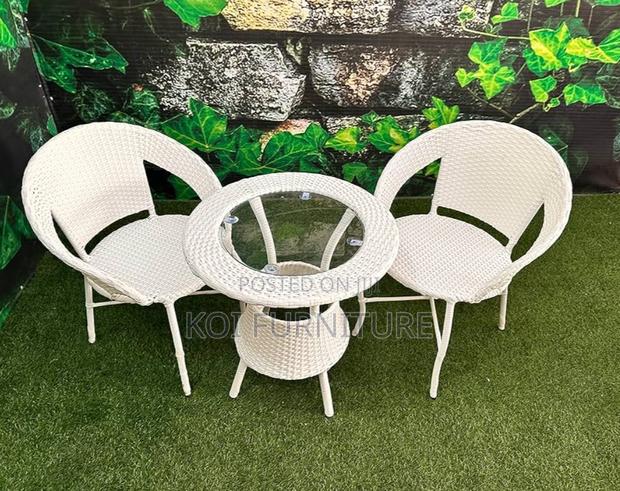 Dining Set; Wikker White 2 Seater Rattan Outdoor Garden Set