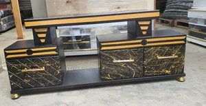 Black Gold Executive Tv Stand – Modern Marble Top